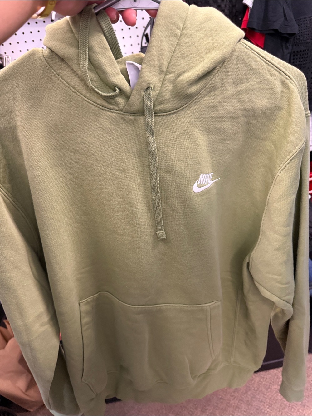 Nike Olive Green Pullover Hoodie with White Swoosh